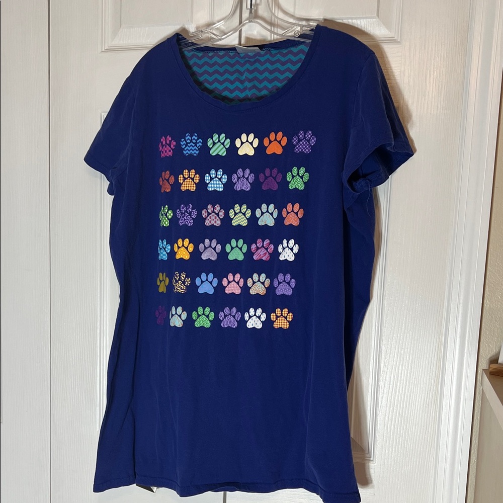 Blue Paw Print Short Sleeve Tee